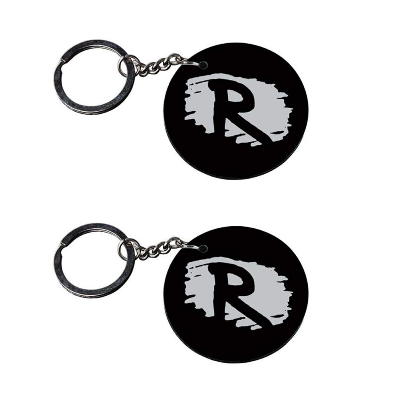 Round Black Letter R Keychain