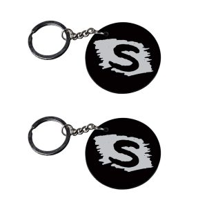 | Alphabet S keychain | m keychain for boys customized keychain with photo Printed Wooden Keychain| Circle Shape Set of 2 key