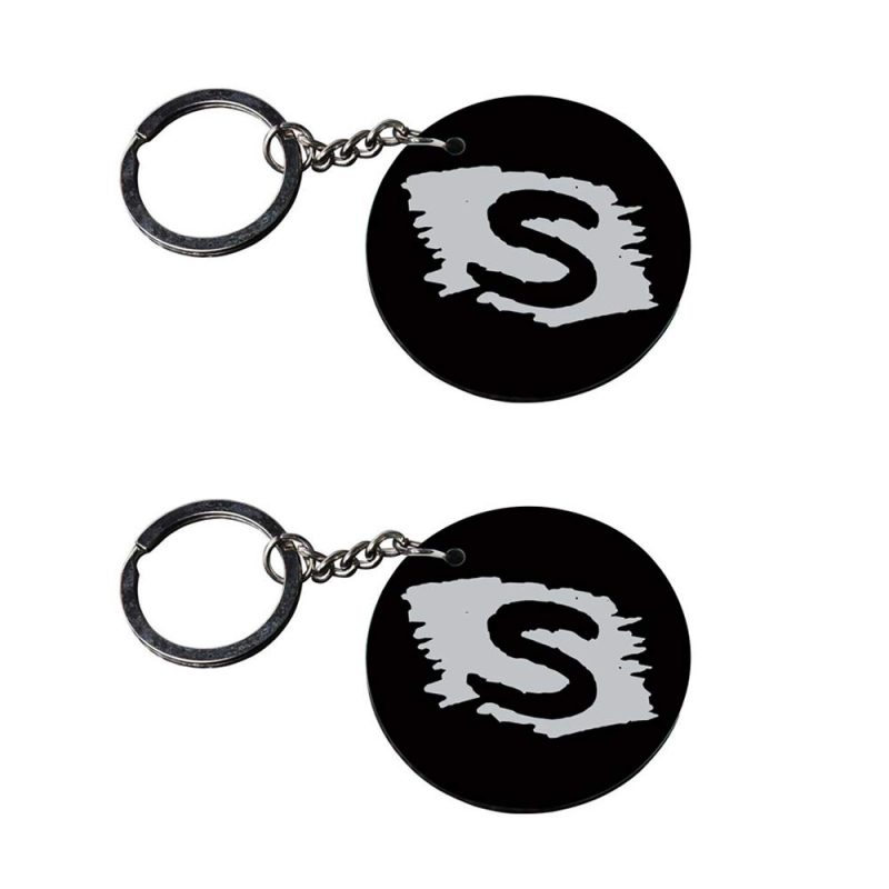 Round Black Letter S Keychain