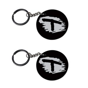 Crafty Worth Alphabet T wood finish keychain set of 2 - photo 3