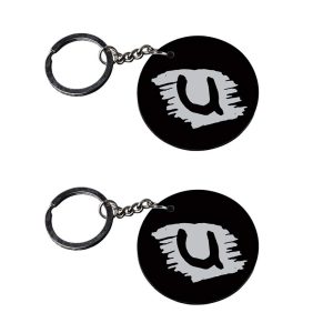 | Alphabet U keychain | m keychain for bike customized keychain with photo Printed Wooden Keychain| Circle Shape Set of 2 key