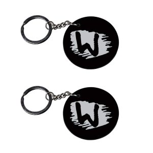 | Alphabet W keychain | keychain name tag customized keychain with photo Printed Wooden Keychain| Circle Shape Set of 2 keyri