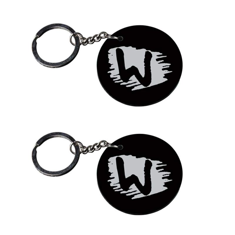 Round Letter W Initial Keychain