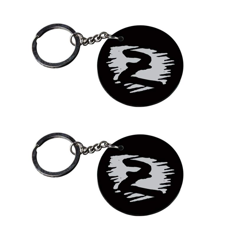 Round Black Letter Z Keychain