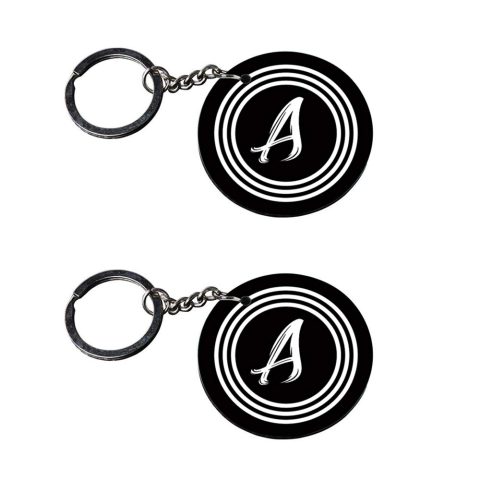 Crafty Worth | Alphabet A keychain | keychain naruto customized keychain with photo Printed Wooden Keychain| Circle Shape Set of 2 keyrings 2×2 inch - alternate view