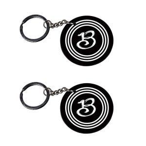 | Alphabet B keychain | n keychain customized keychain with photo Printed Wooden Keychain| Circle Shape Set of 2 keyrings 2x2