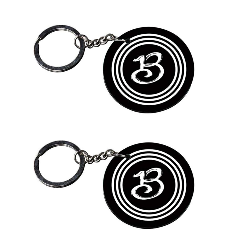 Black Circular Letter B Keychain
