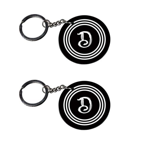 Crafty Worth | Alphabet D keychain | n keychain for girls customized keychain with photo Printed Wooden Keychain| Circle Shape Set of 2 keyrings 2×2 inch
