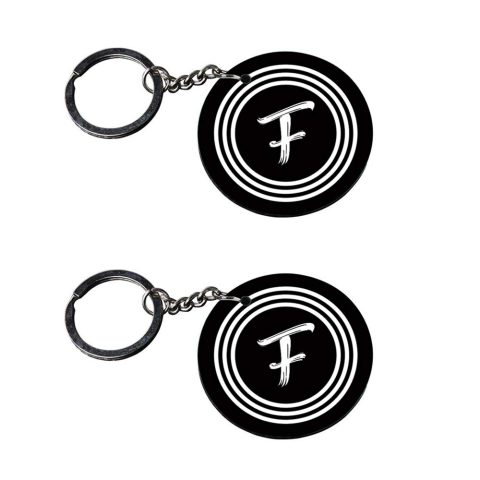 Crafty Worth | Alphabet F keychain | keychain of s love customized keychain with photo Printed Wooden Keychain| Circle Shape Set of 2 keyrings 2×2 inch