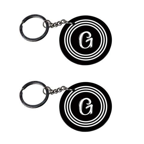 Crafty Worth | Alphabet G keychain | keychain of s customized keychain with photo Printed Wooden Keychain| Circle Shape Set of 2 keyrings 2×2 inch - alternate view