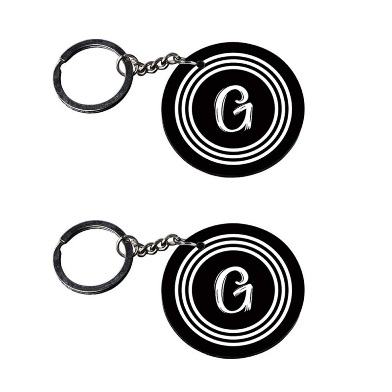 Circular Black Letter G Keychain
