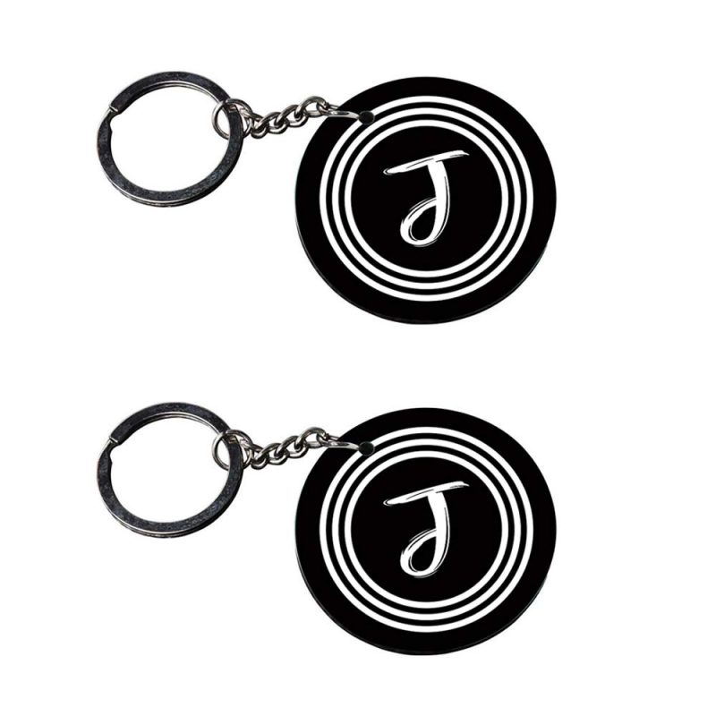 Round Letter J Personalized Keychain