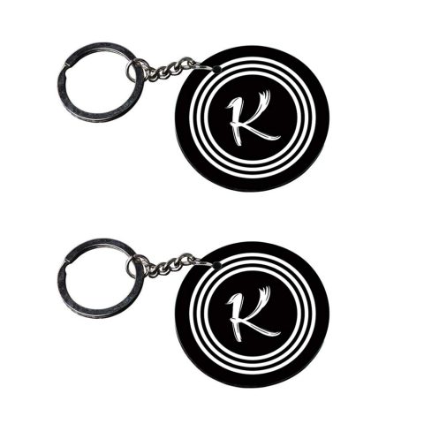 Crafty Worth | Alphabet K keychain | o keychain customized keychain with photo Printed Wooden Keychain| Circle Shape Set of 2 keyrings 2×2 inch