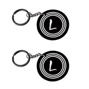 | Alphabet L keychain | keychain pouch customized keychain with photo Printed Wooden Keychain| Circle Shape Set of 2 keyrings
