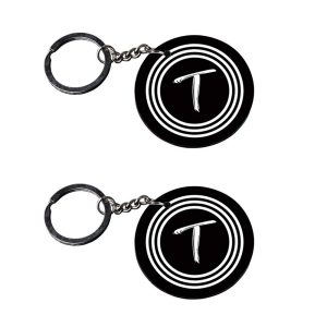 | Alphabet T keychain | p keychain for bike customized keychain with photo Printed Wooden Keychain| Circle Shape Set of 2 key