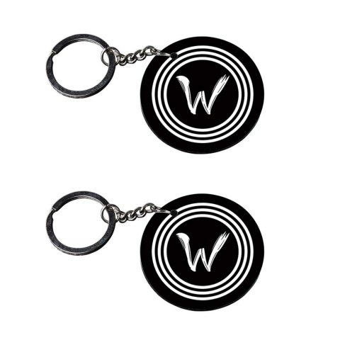 Crafty Worth | Alphabet W keychain | keychain quotes customized keychain with photo Printed Wooden Keychain| Circle Shape Set of 2 keyrings 2×2 inch