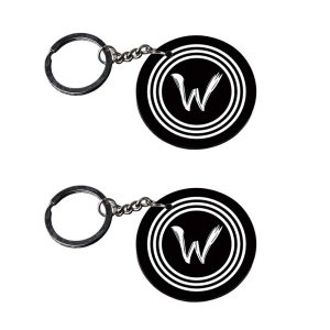 | Alphabet W keychain | keychain quotes customized keychain with photo Printed Wooden Keychain| Circle Shape Set of 2 keyring