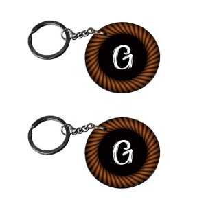 | Alphabet G keychain | r keychain for girls customized keychain with photo Printed Wooden Keychain| Circle Shape Set of 2 ke