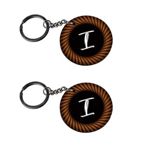 | Alphabet I keychain | keychain stand for wall customized keychain with photo Printed Wooden Keychain| Circle Shape Set of 2