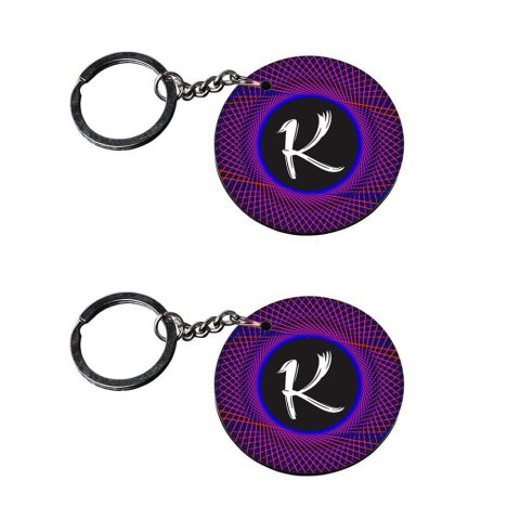 Crafty Worth | Alphabet K keychain | v keychain customized keychain with photo Printed Wooden Keychain| Circle Shape Set of 2 keyrings 2×2 inch