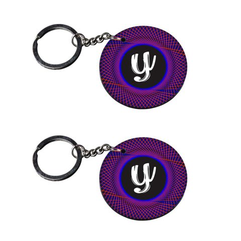 Crafty Worth | Alphabet Y keychain | keychain bike customized keychain with photo Printed Wooden Keychain| Circle Shape Set of 2 keyrings 2×2 inch