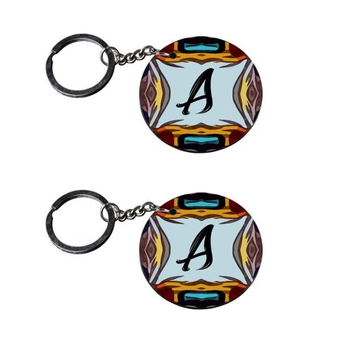 Crafty Worth | Alphabet A keychain | keychain bike fzs customized keychain with photo Printed Wooden Keychain| Circle Shape Set of 2 keyrings 2×2 inch