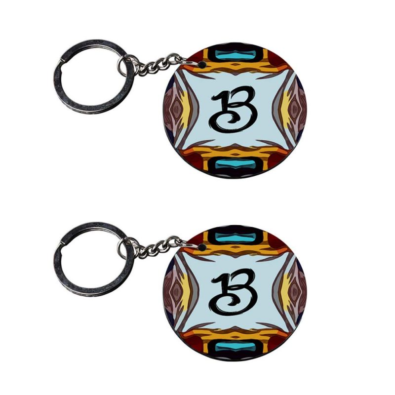 Alphabet B Round Graphic Keychain
