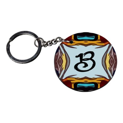Crafty Worth | Alphabet B keychain | keychain bike mt 15 customized keychain with photo Printed Wooden Keychain| Circle Shape Set of 2 keyrings 2×2 inch - alternate view
