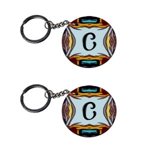 | Alphabet C keychain | keychain yin yang customized keychain with photo Printed Wooden Keychain| Circle Shape Set of 2 keyri