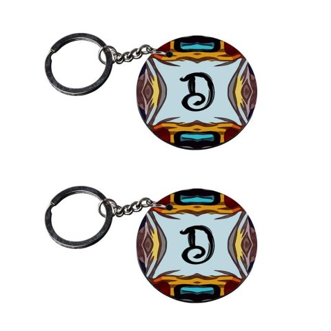 Crafty Worth | Alphabet D keychain | y keychain customized keychain with photo Printed Wooden Keychain| Circle Shape Set of 2 keyrings 2×2 inch