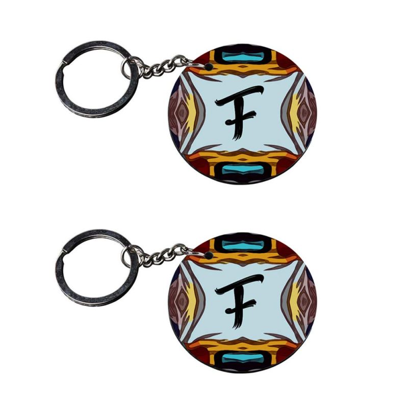 Alphabet F Round Printed Keychain