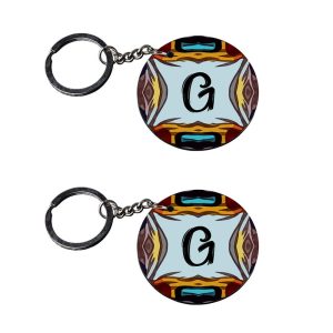 | Alphabet G keychain | keychain zoozoo customized keychain with photo Printed Wooden Keychain| Circle Shape Set of 2 keyring