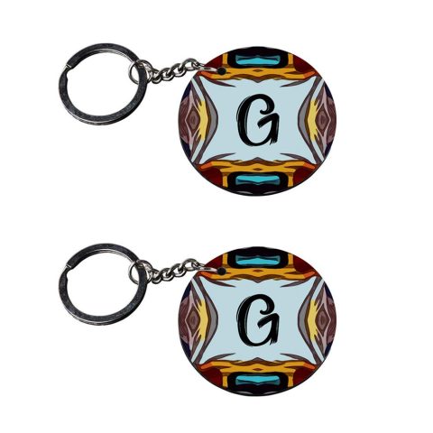 Crafty Worth | Alphabet G keychain | keychain zoozoo customized keychain with photo Printed Wooden Keychain| Circle Shape Set of 2 keyrings 2×2 inch