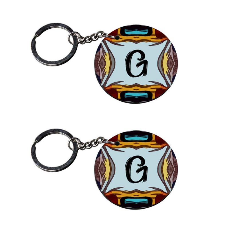 Alphabet G Round Printed Keychain