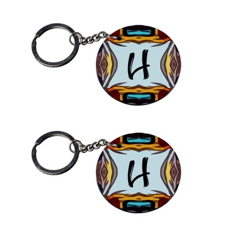 Crafty Worth | Alphabet H keychain | keychain z customized keychain with photo Printed Wooden Keychain| Circle Shape Set of 2 keyrings 2×2 inch