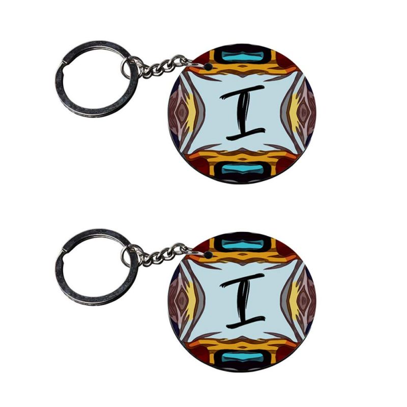 Alphabet Letter I Round Keychain