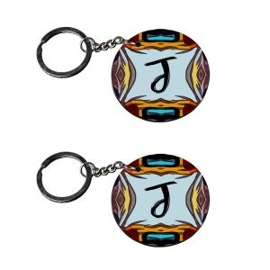 | Alphabet J keychain | z keychain customized keychain with photo Printed Wooden Keychain| Circle Shape Set of 2 keyrings 2x2