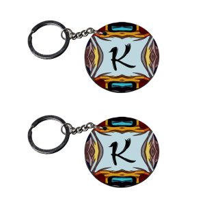 | Alphabet K keychain | 007 keychain customized keychain with photo Printed Wooden Keychain| Circle Shape Set of 2 keyrings 2