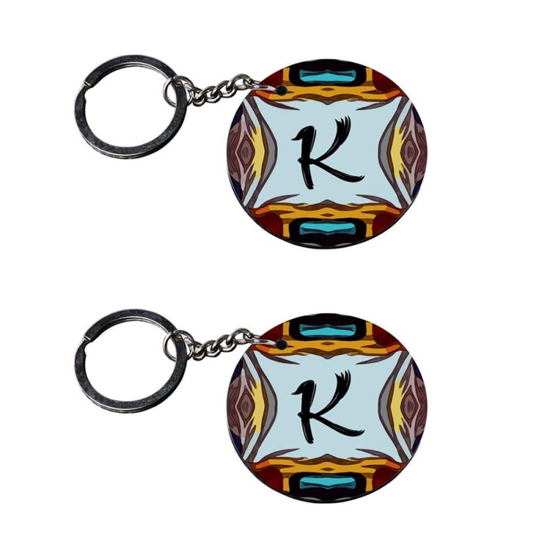 Alphabet Letter K Round Keychain