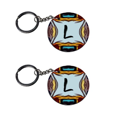 Crafty Worth | Alphabet L keychain | 080p keychain camera customized keychain with photo Printed Wooden Keychain| Circle Shape Set of 2 keyrings 2×2 inch