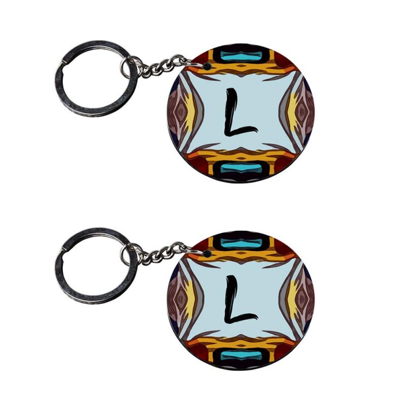 Alphabet L Round Printed Keychain