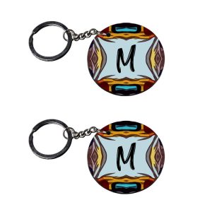 | Alphabet M keychain | vicks inhaler keychain - 0.5 ml customized keychain with photo Printed Wooden Keychain| Circle Shape 