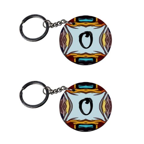 Crafty Worth | Alphabet O keychain | keychain 100 customized keychain with photo Printed Wooden Keychain| Circle Shape Set of 2 keyrings 2×2 inch