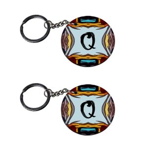 | Alphabet Q keychain | keychain 100 rupees for girls customized keychain with photo Printed Wooden Keychain| Circle Shape Se