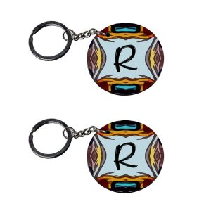 | Alphabet R keychain | keychain 10 rs customized keychain with photo Printed Wooden Keychain| Circle Shape Set of 2 keyrings