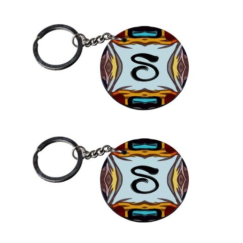 Crafty Worth | Alphabet S keychain | 1 keychain customized keychain with photo Printed Wooden Keychain| Circle Shape Set of 2 keyrings 2×2 inch - alternate view