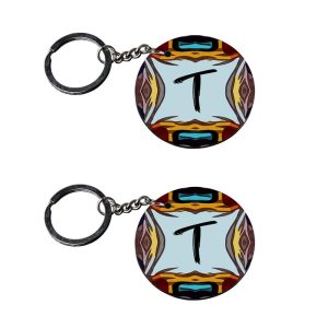 | Alphabet T keychain | keychain 20 rupees customized keychain with photo Printed Wooden Keychain| Circle Shape Set of 2 keyr
