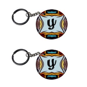 | Alphabet Y keychain | 2 keychain customized keychain with photo Printed Wooden Keychain| Circle Shape Set of 2 keyrings 2x2