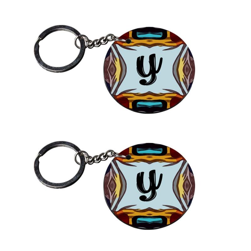 Alphabet Y Round Twin Keychains