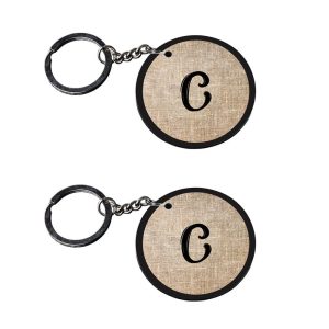 | Alphabet C keychain | keychain 3d laser photo edit customized keychain with photo Printed Wooden Keychain| Circle Shape Set